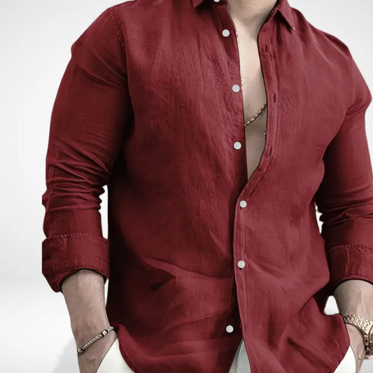Bequeme Premium Bluse mit Knopfleiste für Herren | Jamey -1