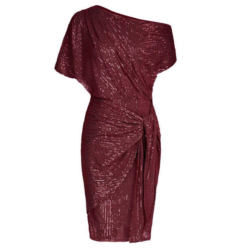 Elegant Pailletten Off Shoulder Bodycon Kleid für Männer | Aurelia -6
