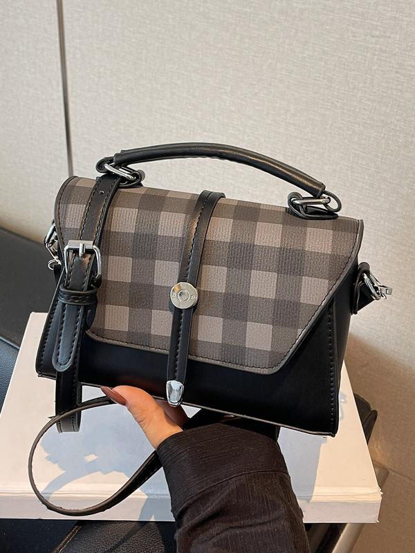 Kompakte Schultertasche Kontrastnähten für Frauen | Elvoria -6