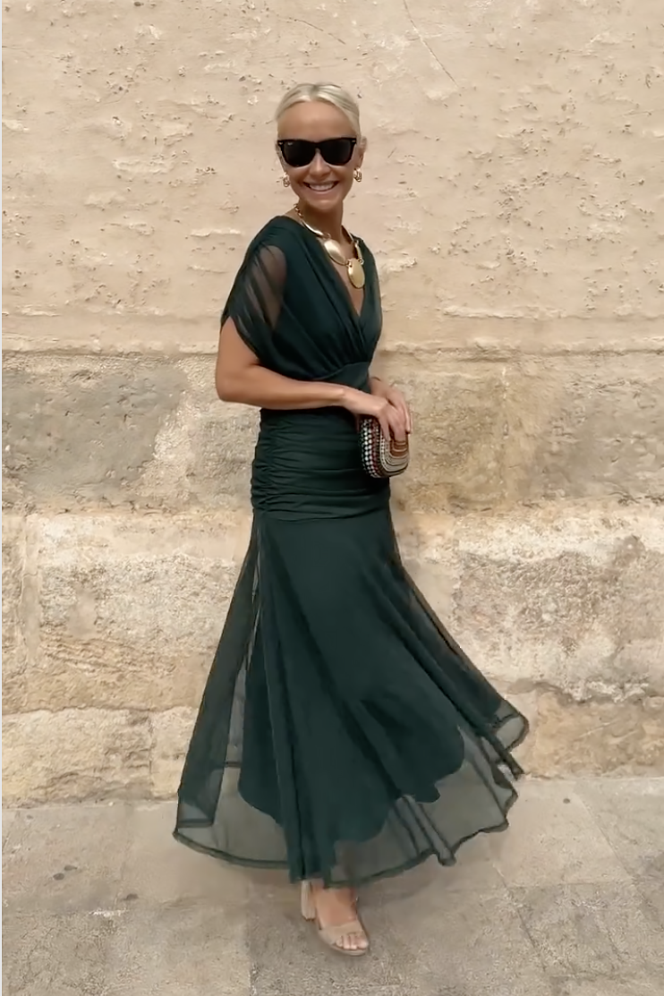Klassisches Raffiniertes Kleid mit gekreuztem Design für Damen | Elegante Fluido -8