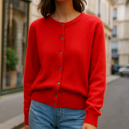 Feiner Button Sweater mit Rundhalsausschnitt für Damen | Elina