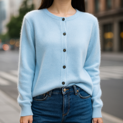 Feiner Button Sweater mit Rundhalsausschnitt für Damen | Elina