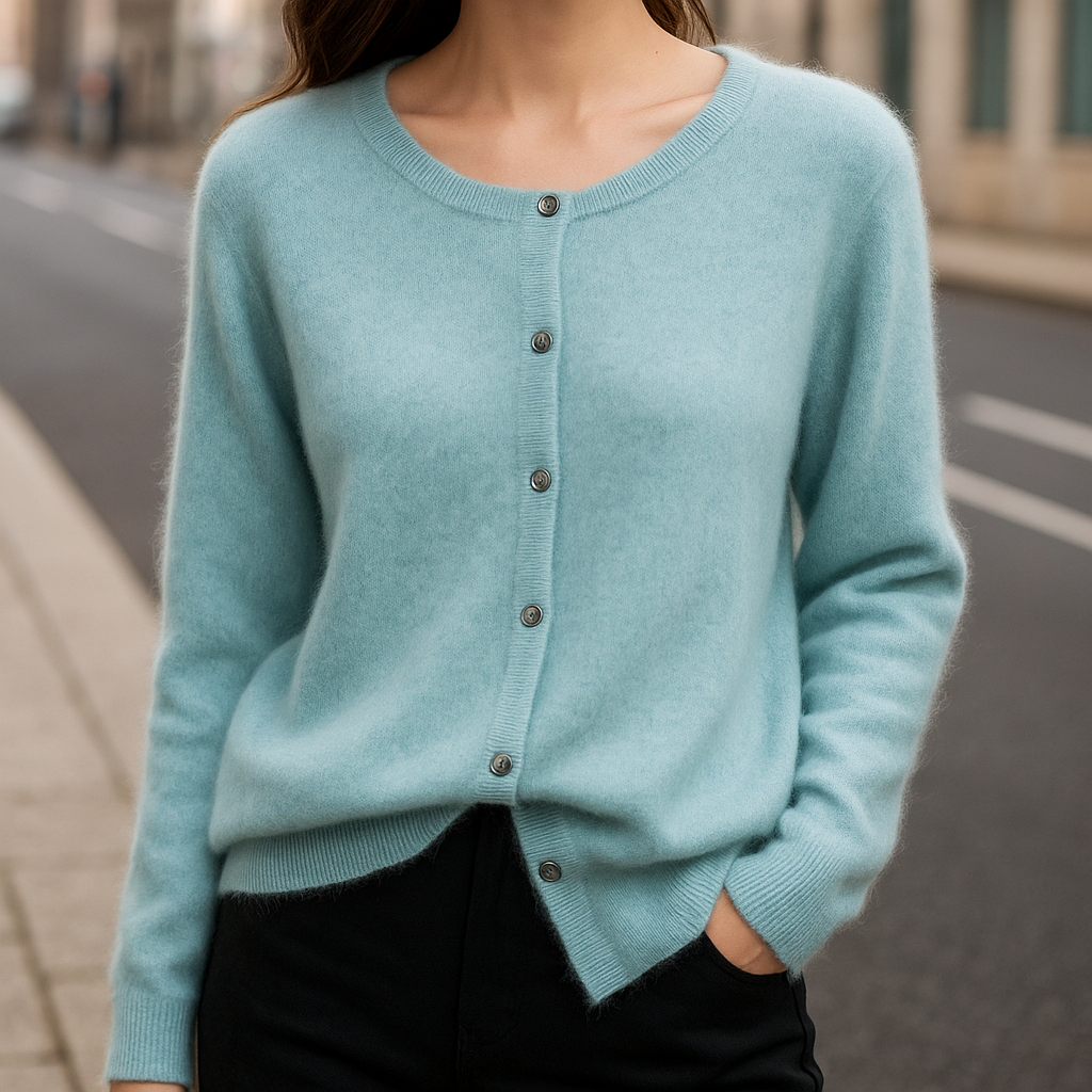 Feiner Button Sweater mit Rundhalsausschnitt für Damen | Elina