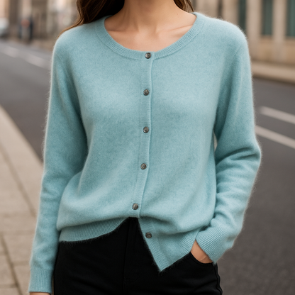 Feiner Button Sweater mit Rundhalsausschnitt für Damen | Elina