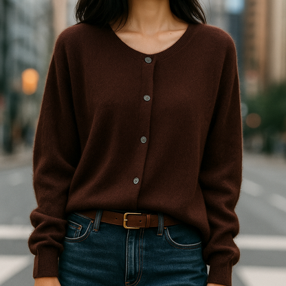 Feiner Button Sweater mit Rundhalsausschnitt für Damen | Elina