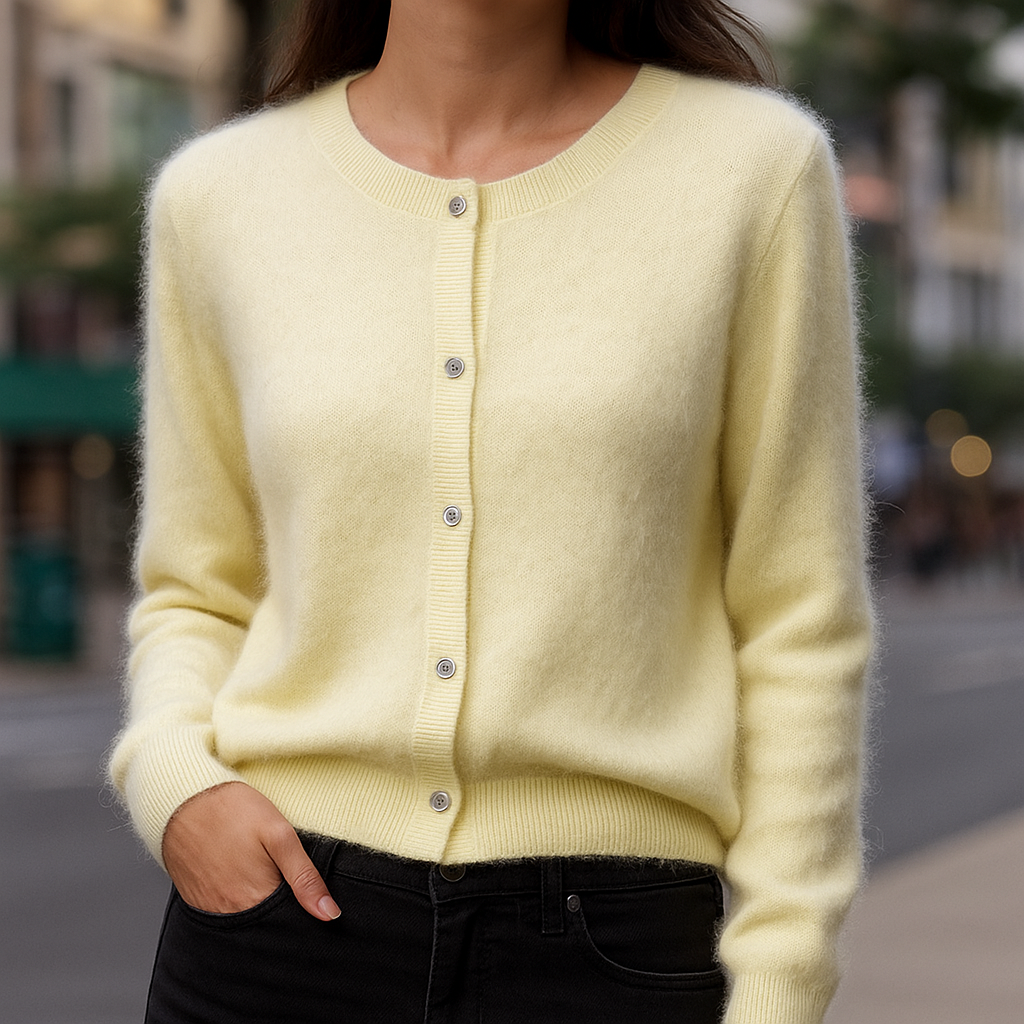 Feiner Button Sweater mit Rundhalsausschnitt für Damen | Elina