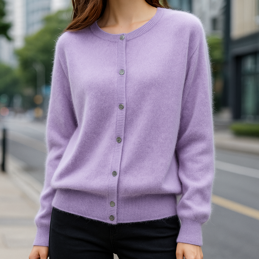 Feiner Button Sweater mit Rundhalsausschnitt für Damen | Elina
