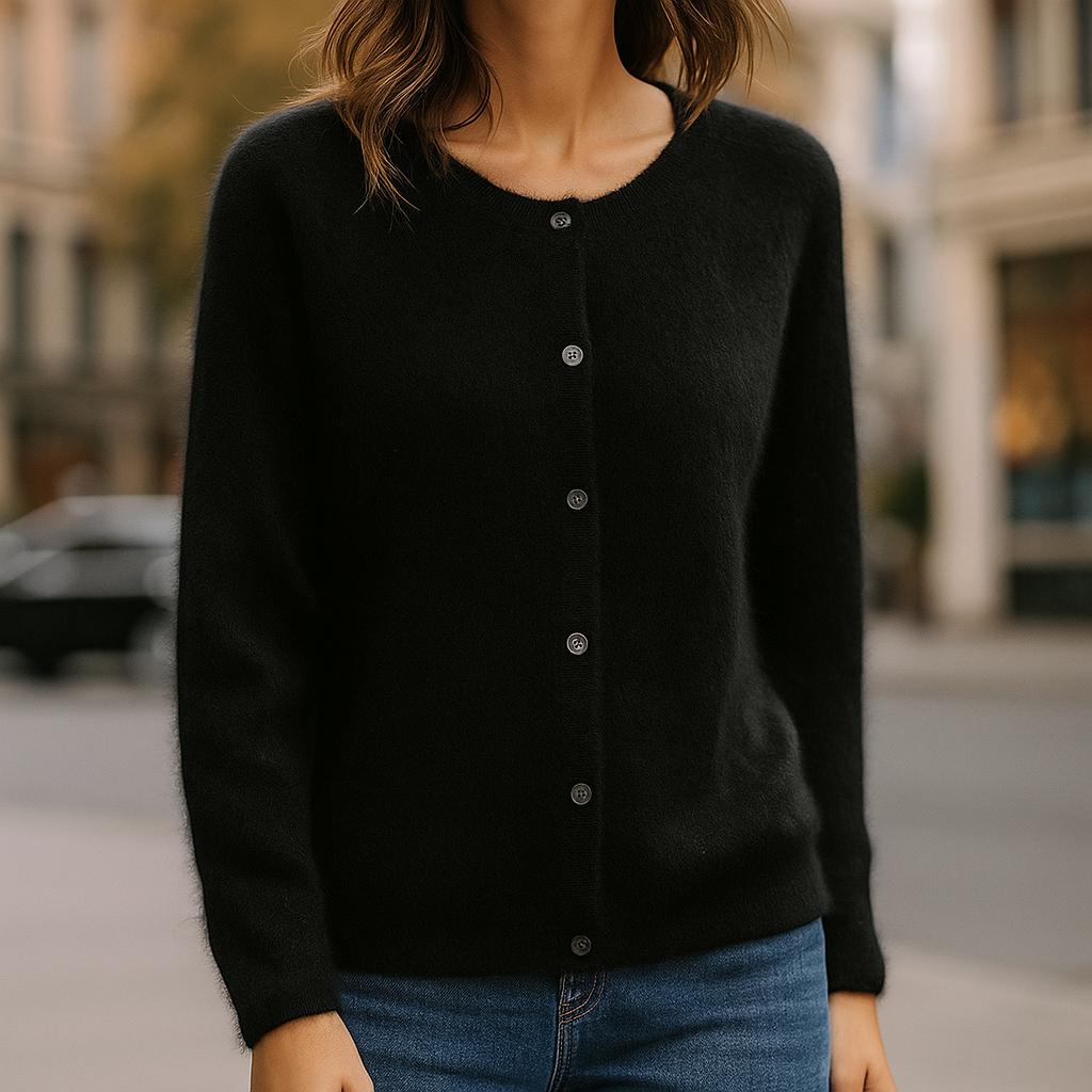 Feiner Button Sweater mit Rundhalsausschnitt für Damen | Elina