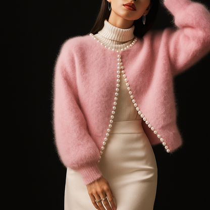 Elegante Strickjacke mit Perlendetails für Damen | Elvarin