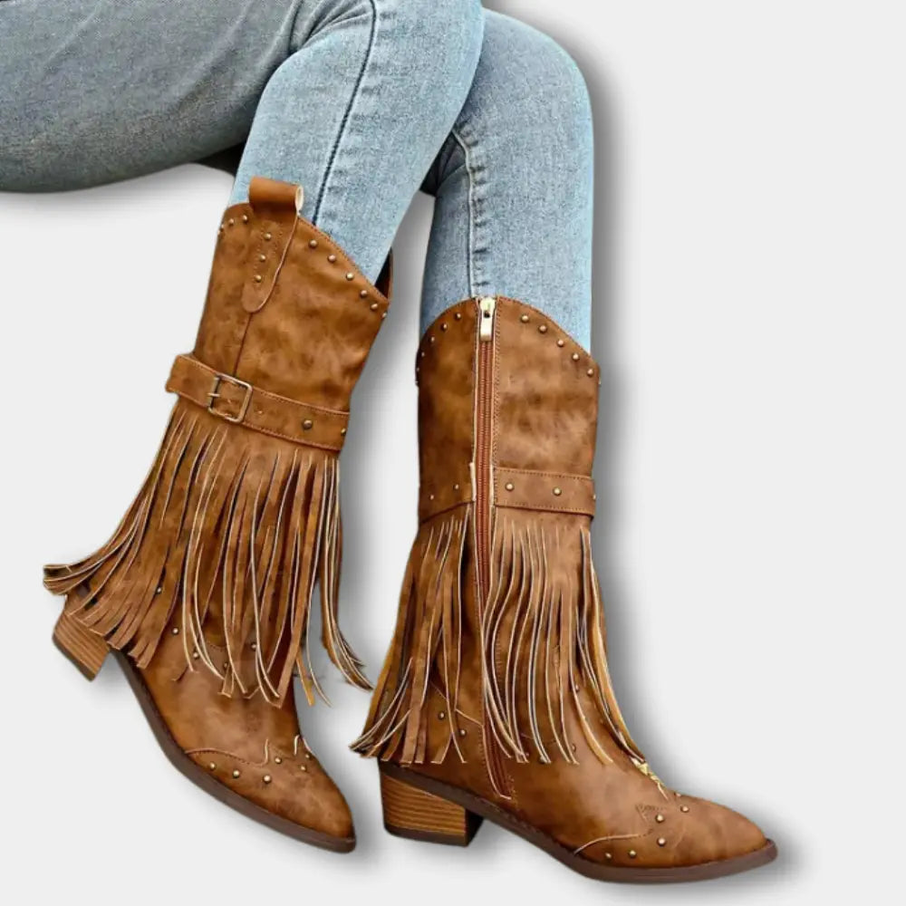Klassische Hochwertige Cowboystiefel mit Fransen für Damen | Keri -7