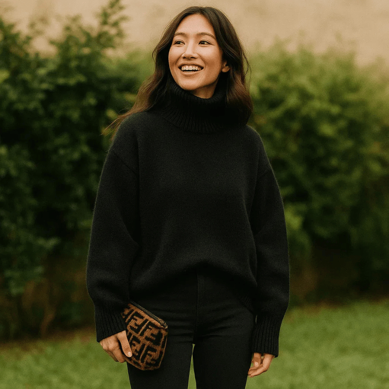 Oversized Rollkragenpullover Silhouette für Frauen | Elowira -8