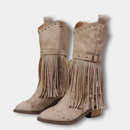 Klassische Hochwertige Cowboystiefel mit Fransen für Damen | Keri -11