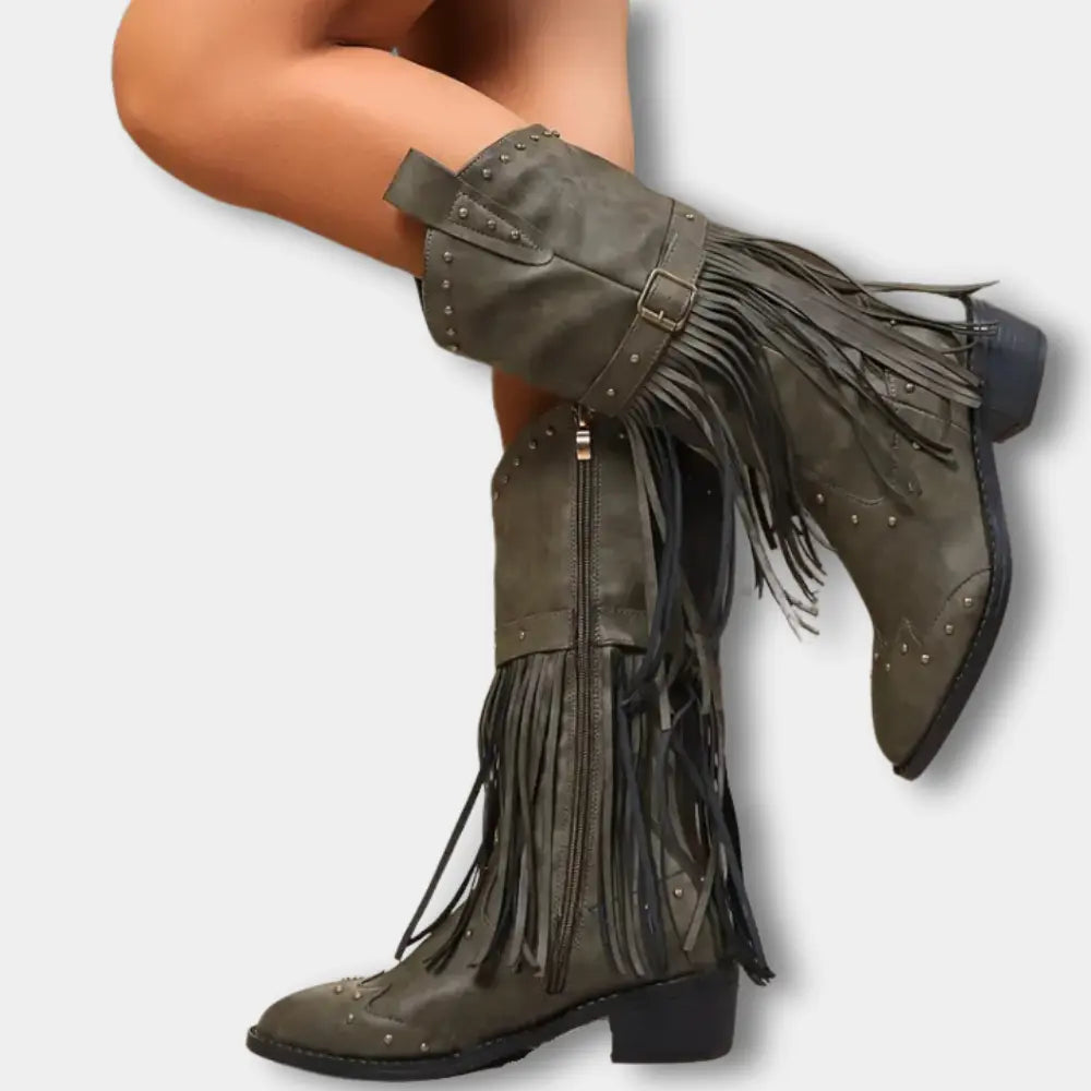 Klassische Hochwertige Cowboystiefel mit Fransen für Damen | Keri -6