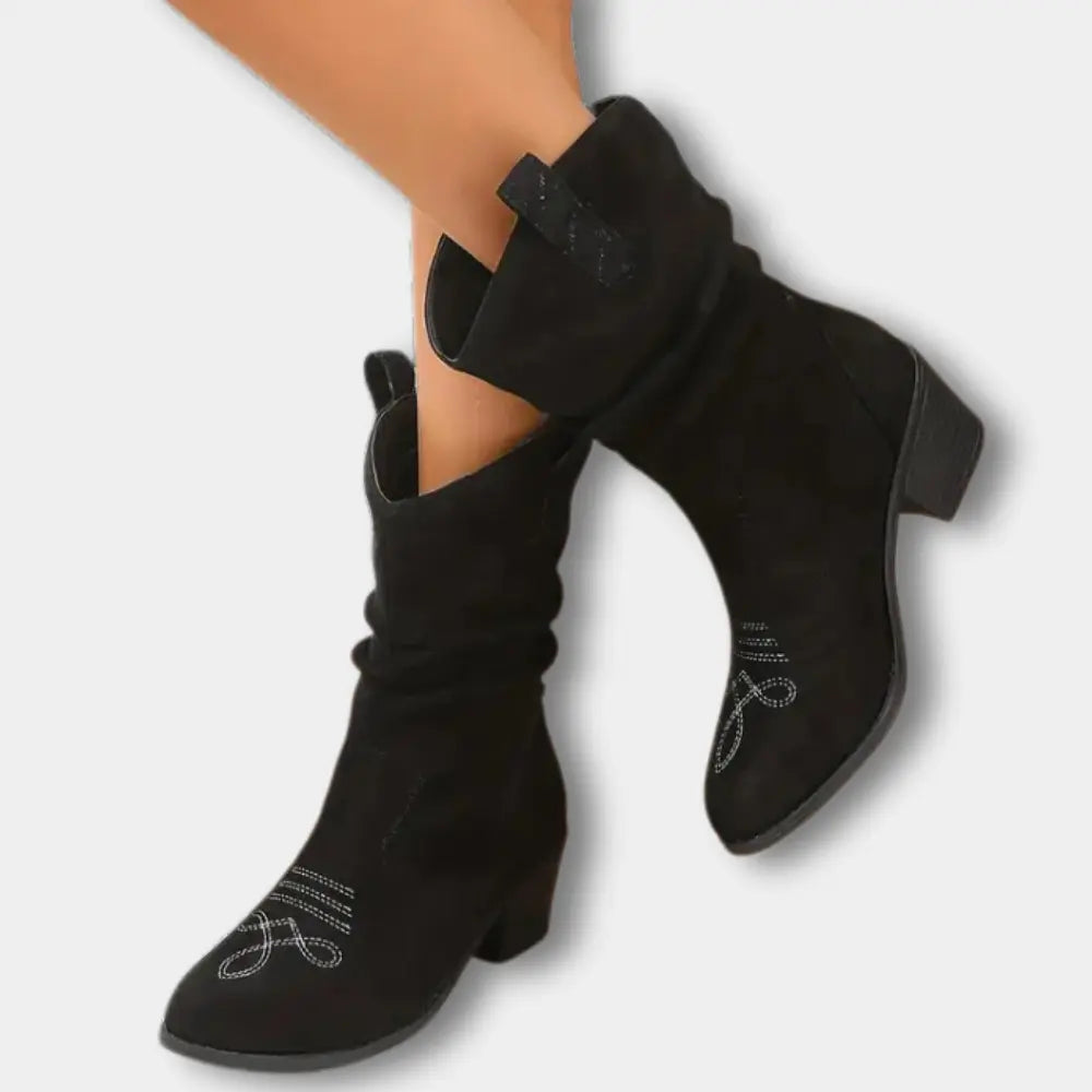 Elegante Hochwertige Cowboystiefel mit gerafftem Detail für Damen | Nola -1