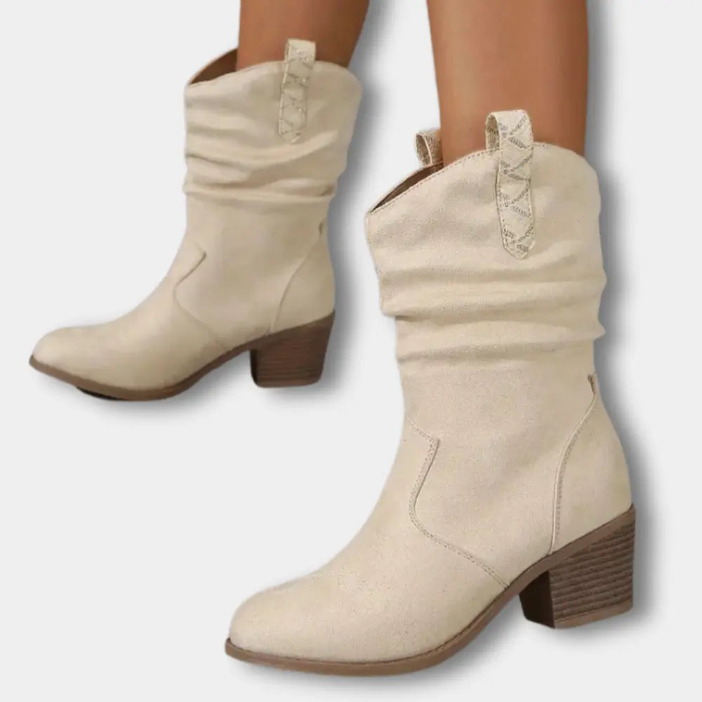 Elegante Hochwertige Cowboystiefel mit gerafftem Detail für Damen | Nola -5