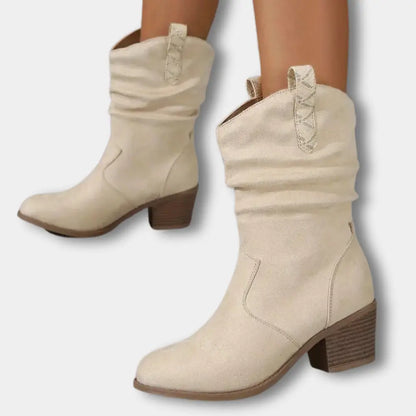 Elegante Hochwertige Cowboystiefel mit gerafftem Detail für Damen | Nola -5