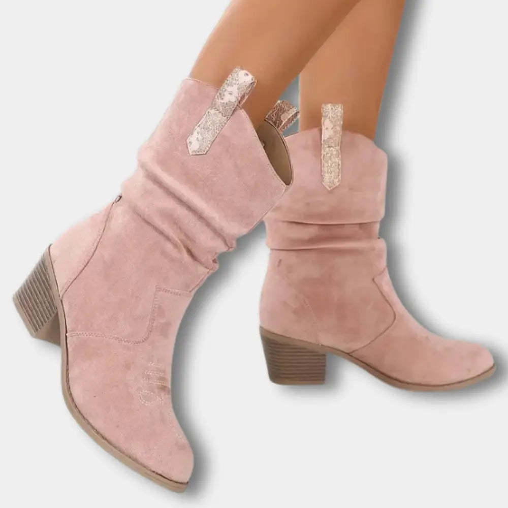 Elegante Hochwertige Cowboystiefel mit gerafftem Detail für Damen | Nola -6
