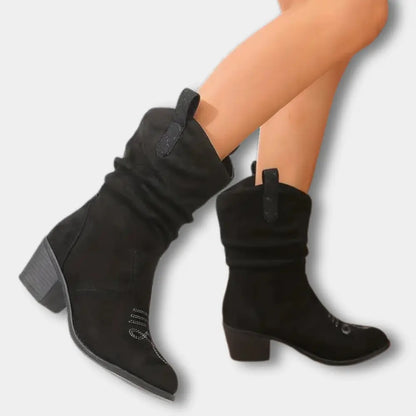 Elegante Hochwertige Cowboystiefel mit gerafftem Detail für Damen | Nola -3