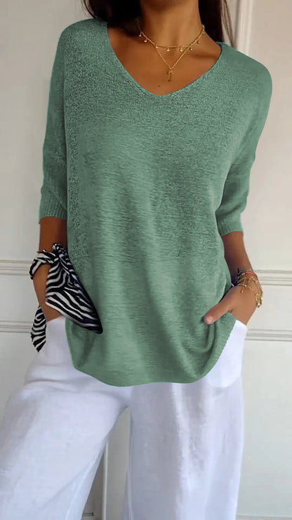 Classic timeless V-neck everyday top for women | Jill -10