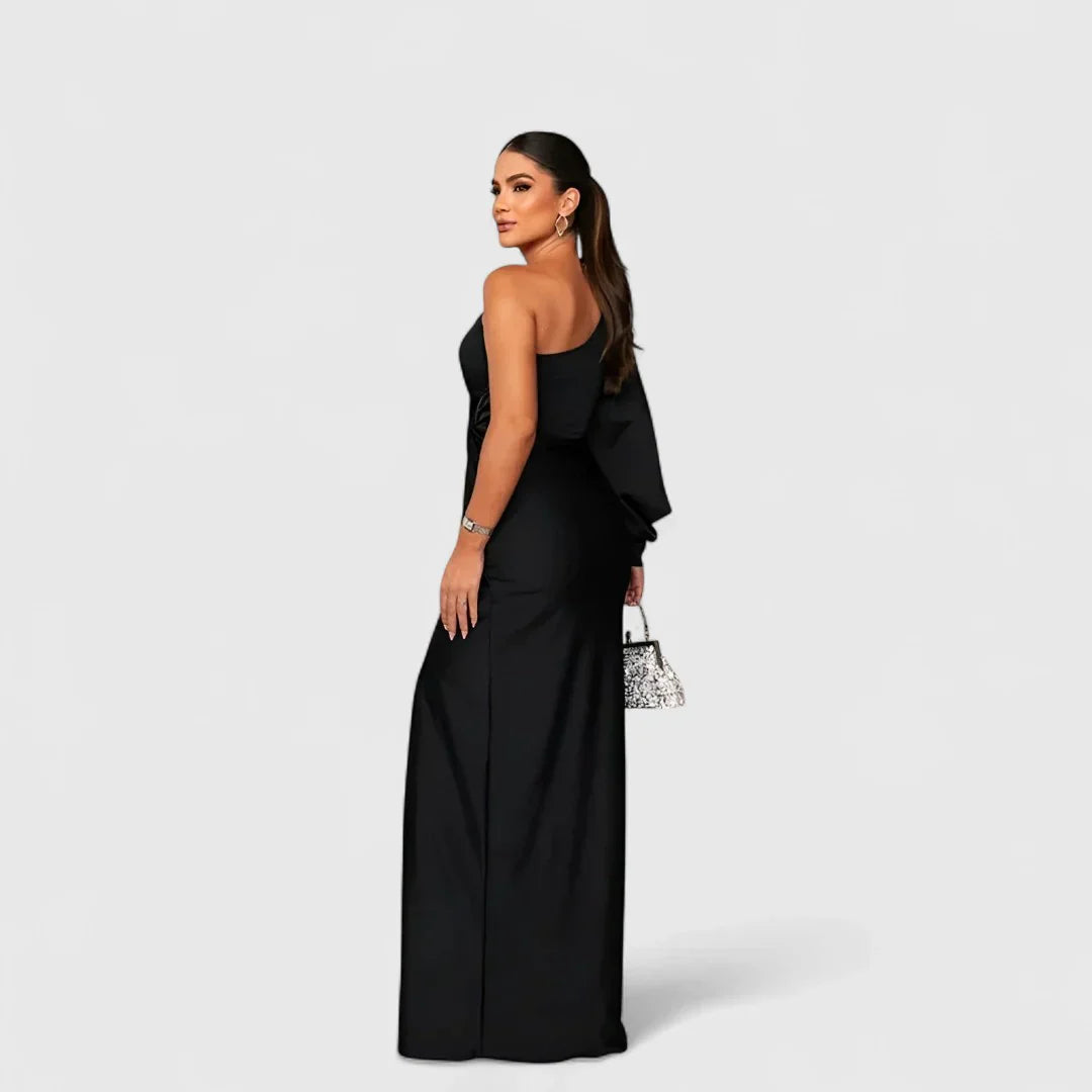 Elegantes Raffiniertes Maxikleid mit asymmetrischem Schnitt für Damen | Eleonora -5