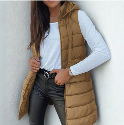 Women's Sleeveless Hooded Quilted Vest | Liora