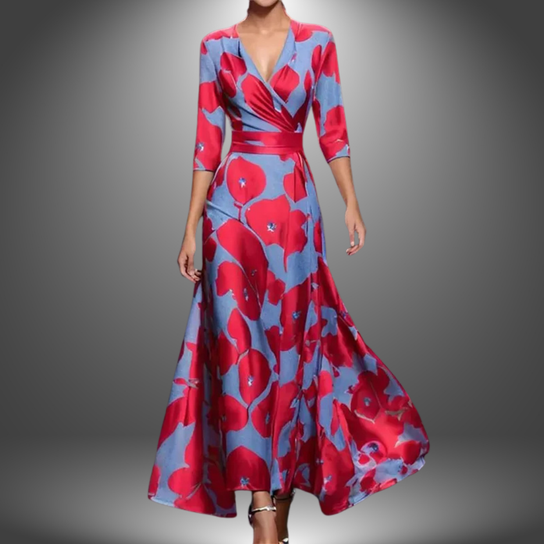 Floral Maxi Kleid mit Figurbetonendem Schnitt für Damen | Jessamine