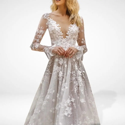 Bequemes Feines Brautkleid mit Stickerei für Damen | Abe -1