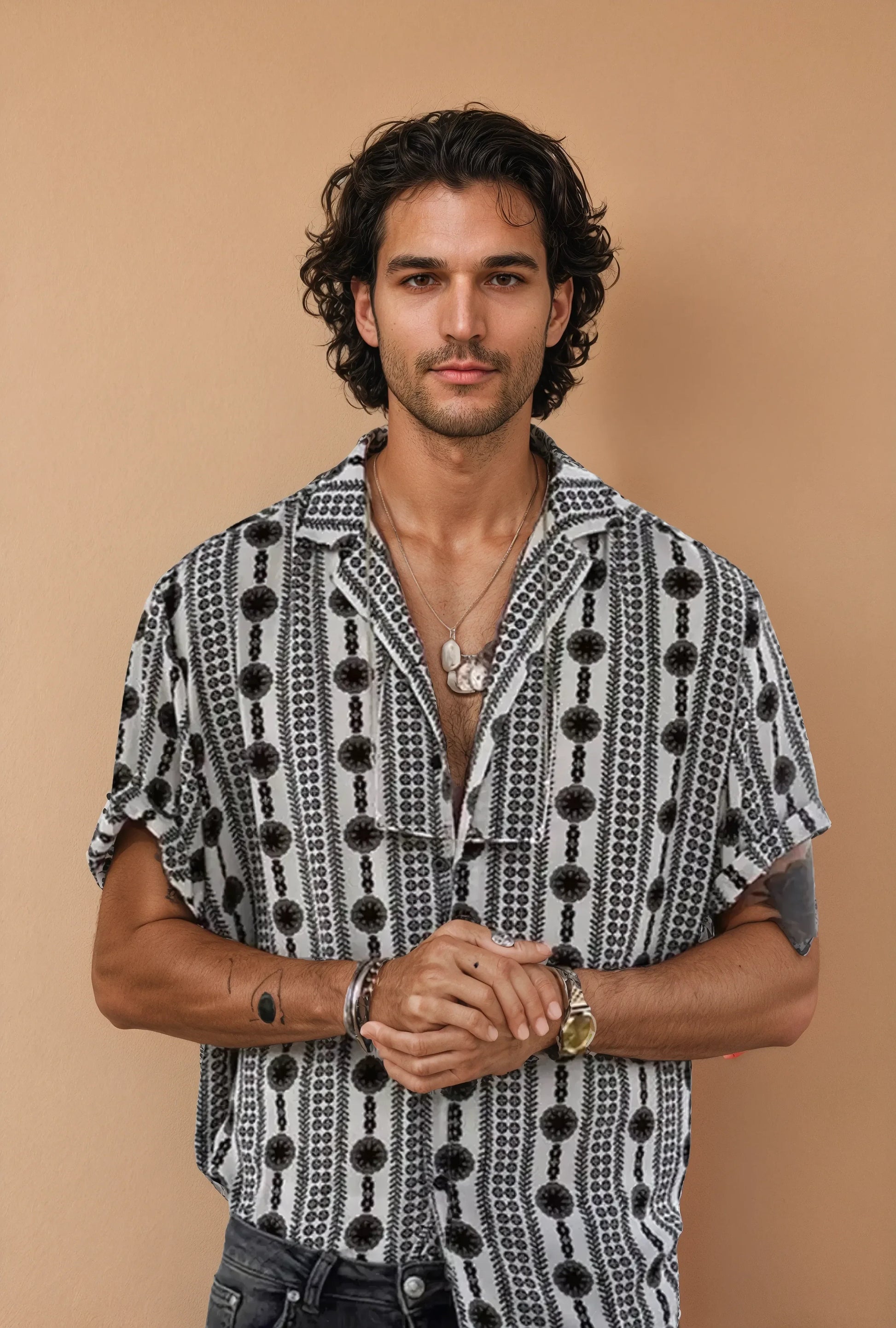 Klassisches Feines Hemd mit Print für Herren | Booth -1