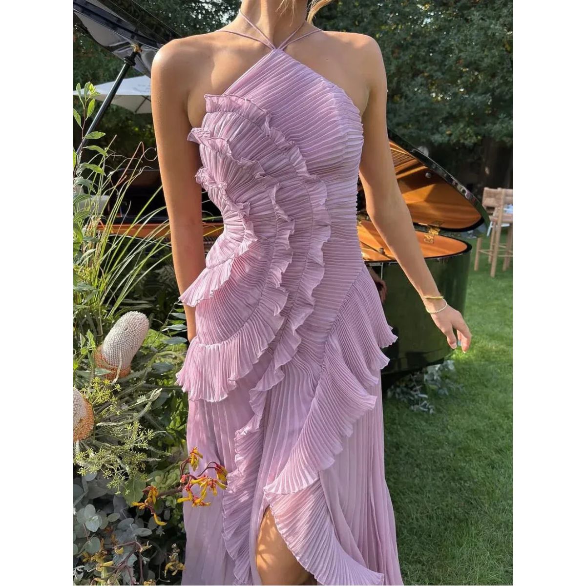 Klassisches Raffiniertes Kleid mit ärmellosem Schnitt für Damen | Kleid -8