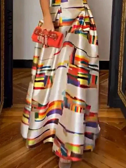 Women's Sleeveless Geometric Pattern Maxi Dress | Isabeau