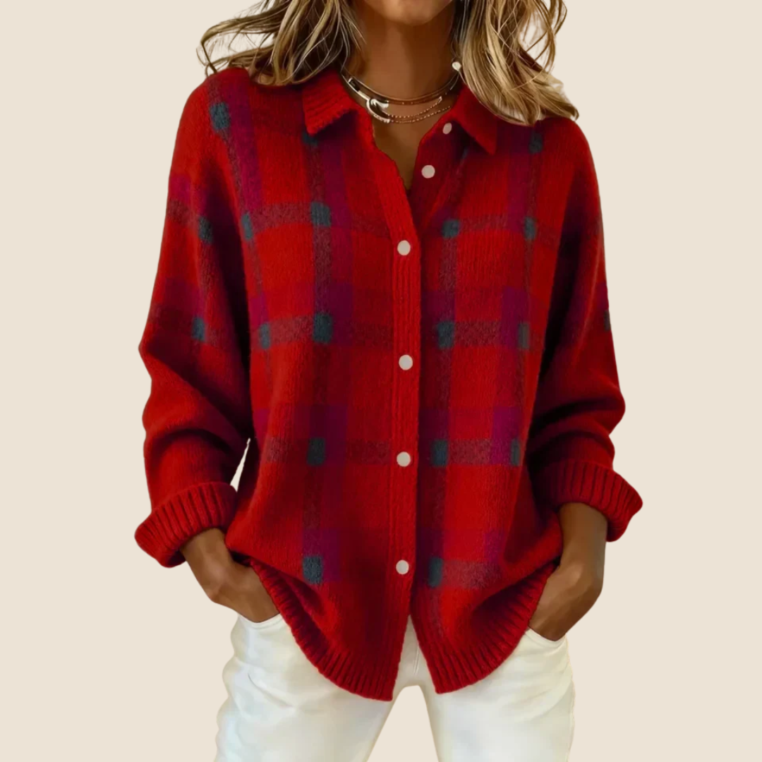 Karierter Pullover Kragen für Frauen | Seraphine -3