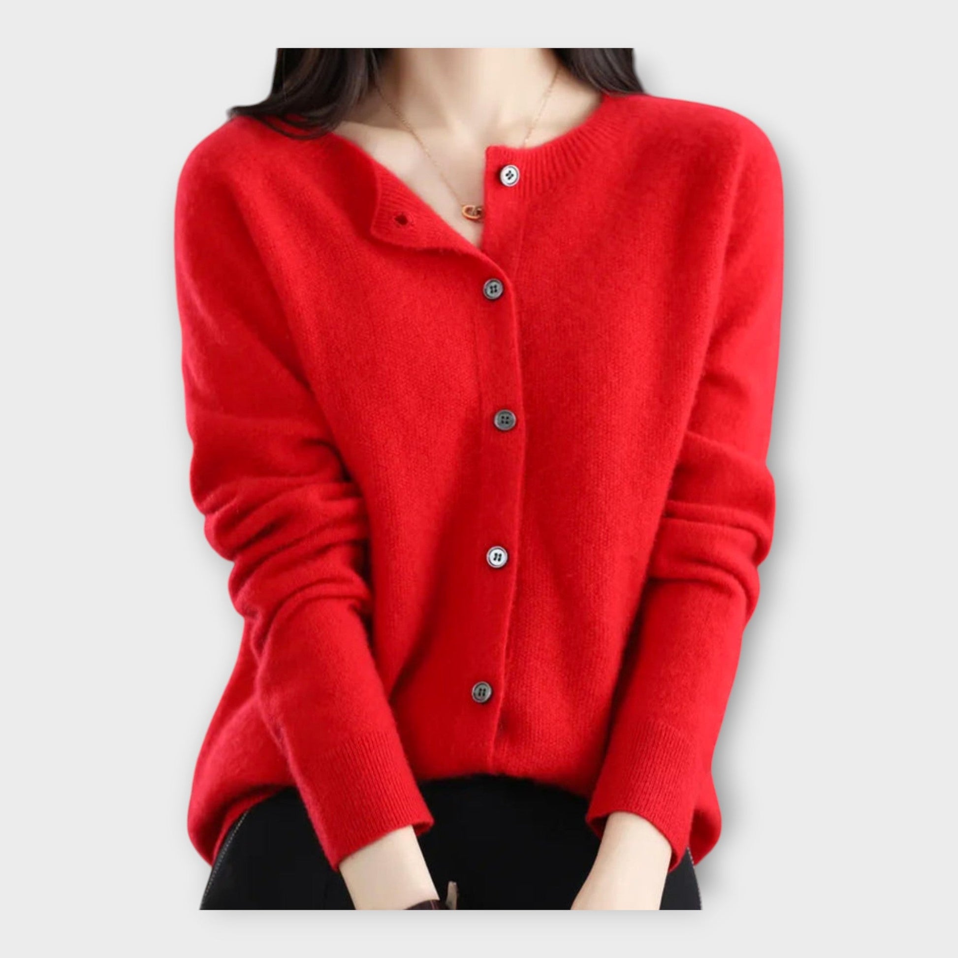 Elegante Feine Strickjacke mit Knopfleiste für Damen | Isabella -3