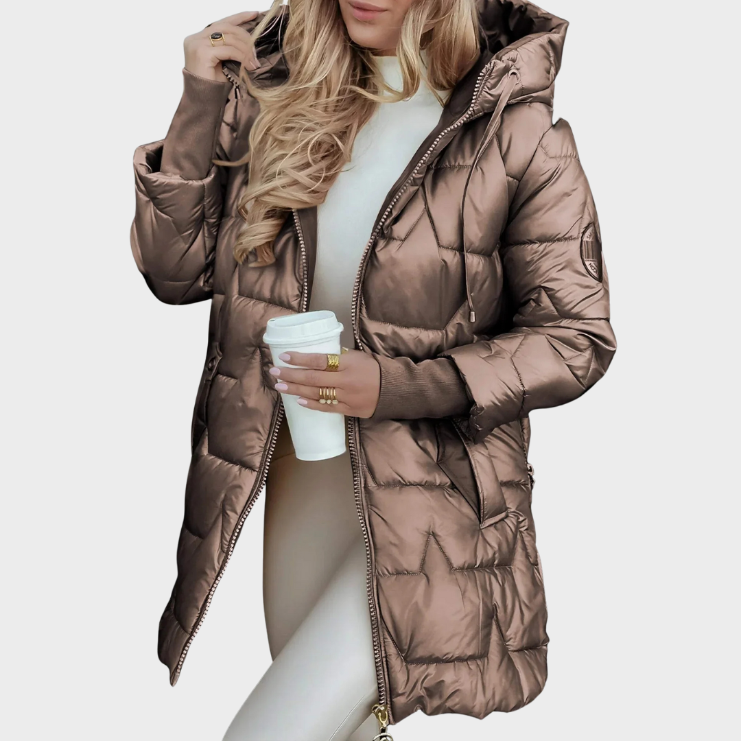 Stilvoller Hochwertiger Mantel mit Kapuze für Damen | Nolwen -3