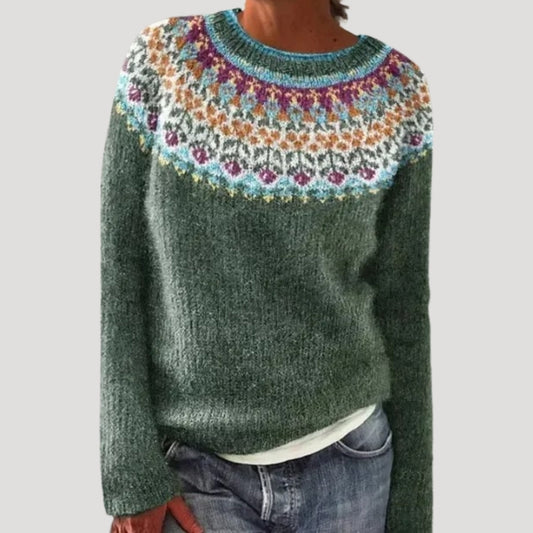 Gemusterter gestrickter Winterpullover für Damen | Marielle