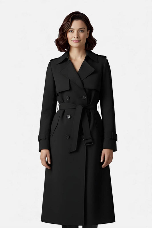 Gürtel-Trenchcoat mit doppelreihiger Knopfleiste für Damen | Caurelle