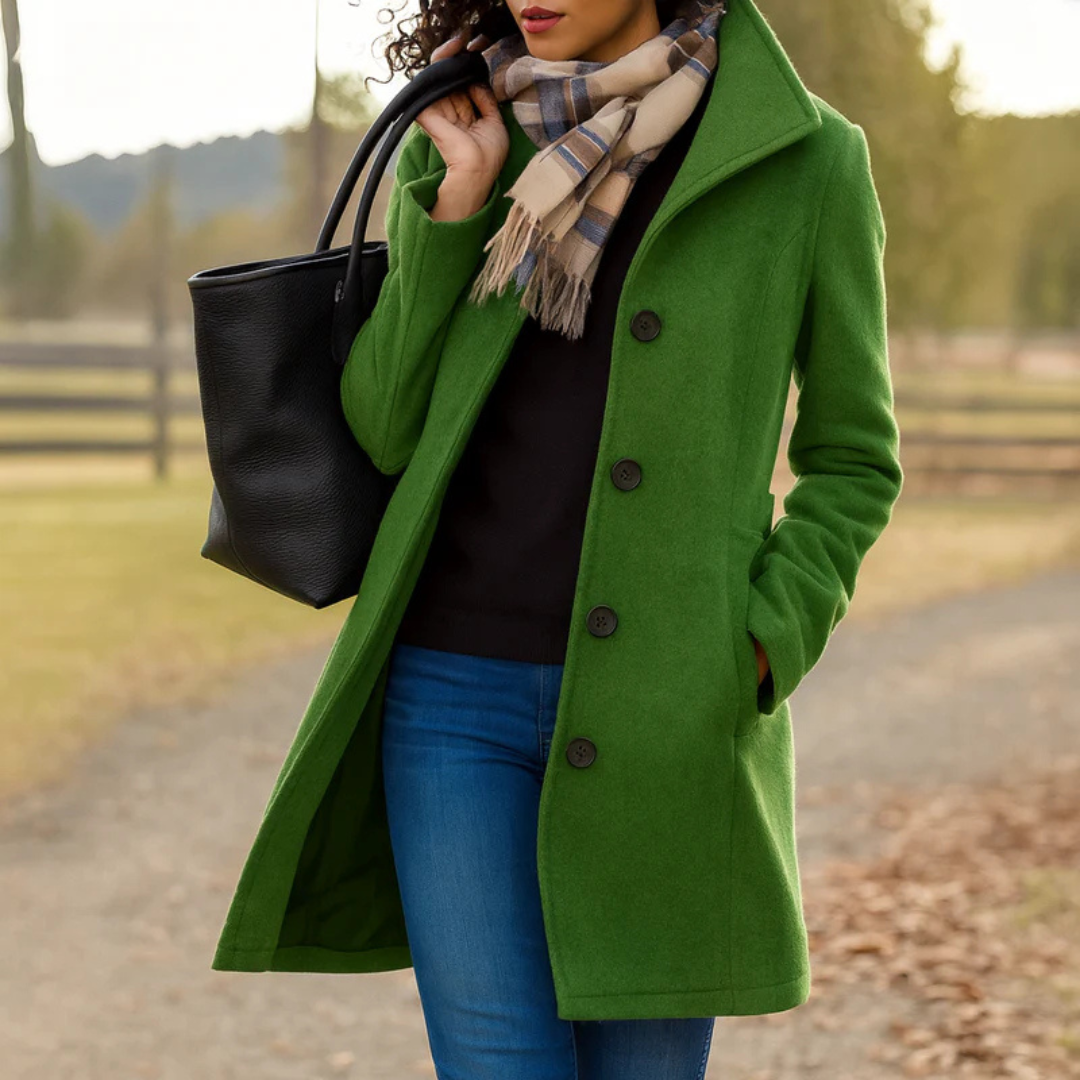 Eleganter Mantel Knopfleiste für Frauen | Mirella -6