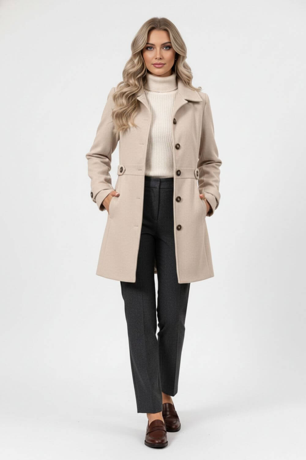 Eleganter Wintermantel Gürtel Knopfleiste für Männer | Alverine -6