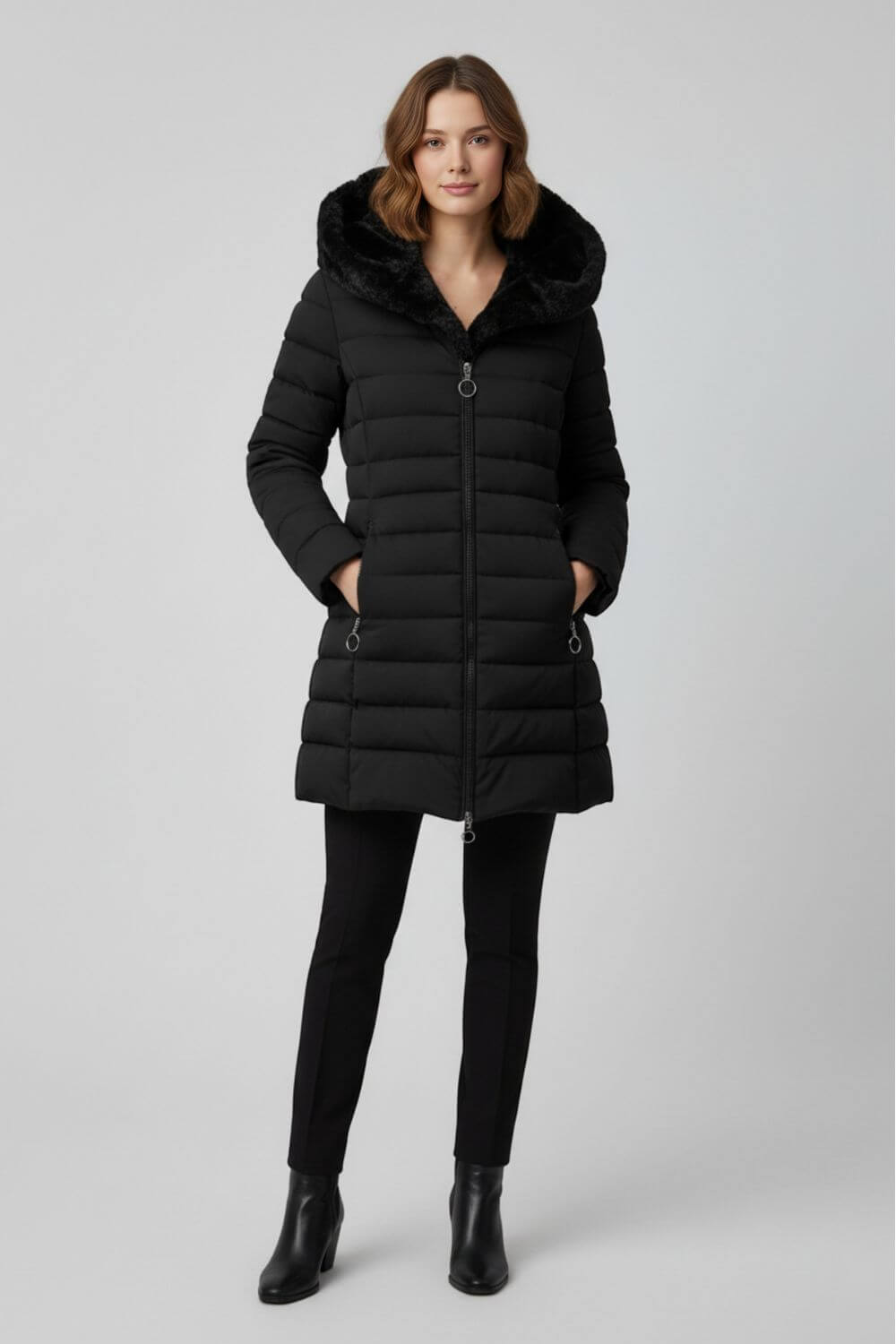 Lange Pufferjacke für Frauen | Elvaria -3