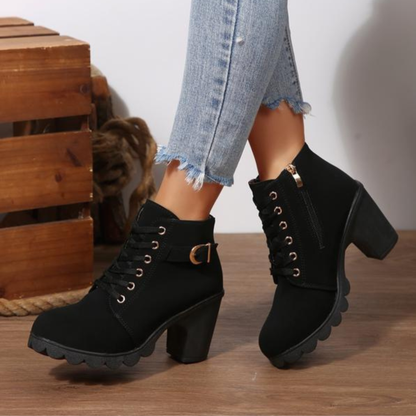 Elegante Ankle-Boots mit Schnürung und Metallverschluss für Damen | Isadora