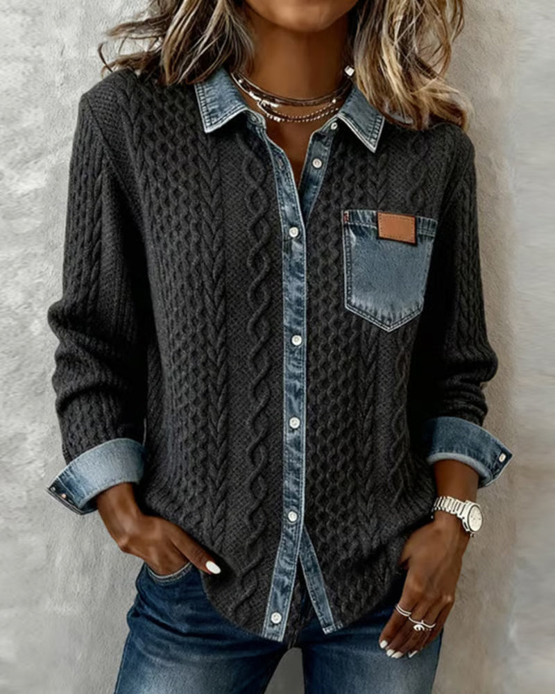 Classic knitted denim-look everyday jumper for women | Juliane -3