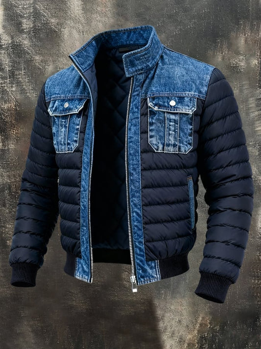 Gefütterte Denim Jacke mit Stehkragen für Herren | Brad
