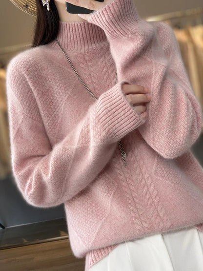 Eleganter Rollkragenpullover mit Zopfmuster für Damen | Alvienne