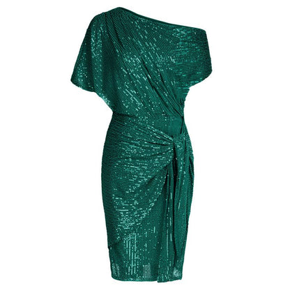Elegant Pailletten Off Shoulder Bodycon Kleid für Männer | Aurelia -3
