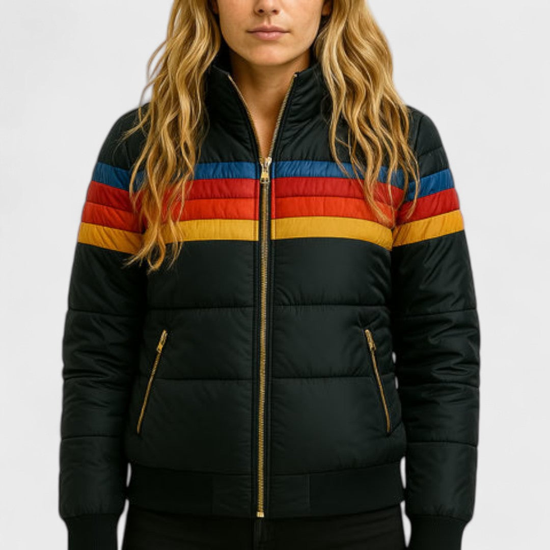 Leichte Steppjacke Streifen für Frauen | Elvara -9