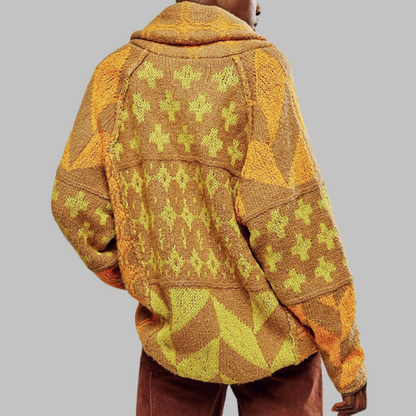 Oversized Strickjacke Vintage Kragen Knopfleiste für Frauen | Virella -2