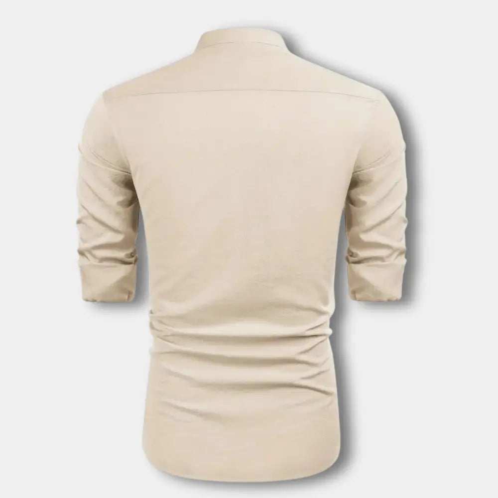 Klassische Hochwertige Bluse mit Mao-Kragen für Herren | Hartman -6