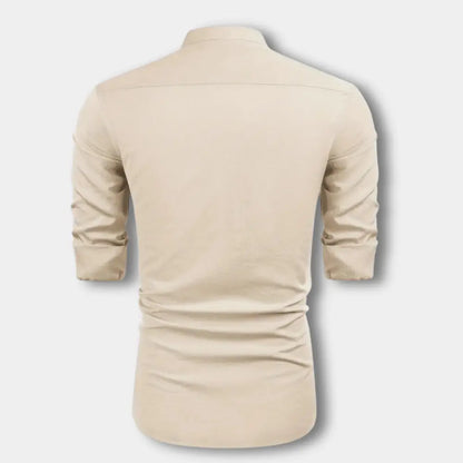 Klassische Hochwertige Bluse mit Mao-Kragen für Herren | Hartman -6