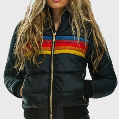 Leichte Steppjacke Streifen für Frauen | Elvara -5