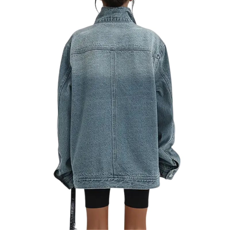 Vintage washed asymmetric jacket for women | SKYE