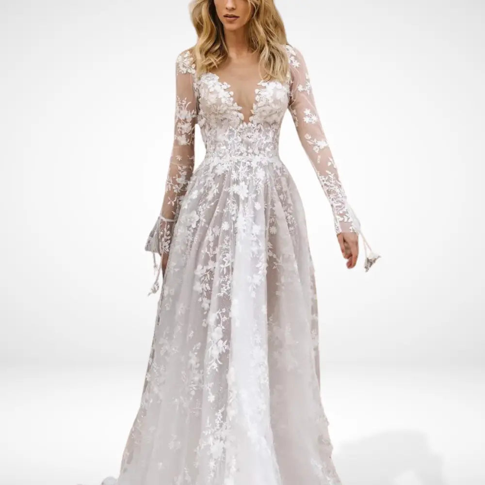 Bequemes Feines Brautkleid mit Stickerei für Damen | Abe -3